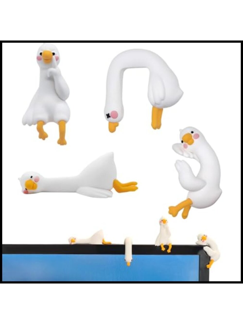 Mini Lazy Duck Desk Decor Resin Figurine Set for Computer Office Car